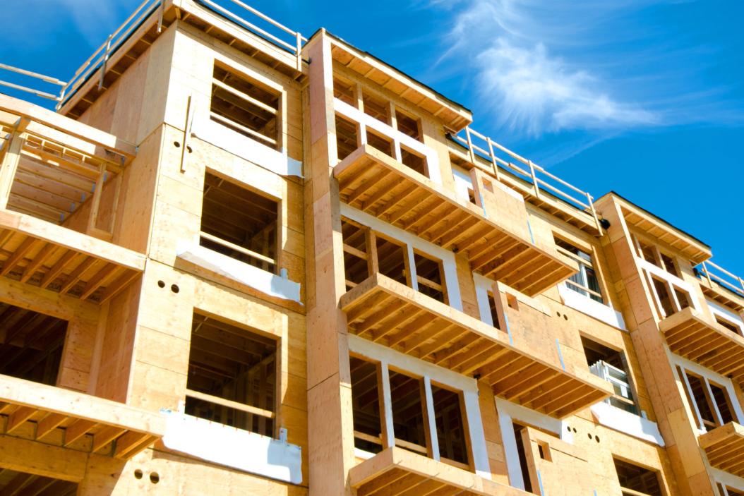 Aussenansicht einer Holzhaus-Kontruktion