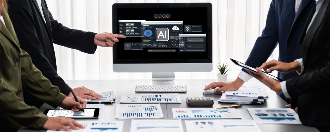Eine Gruppe an Ingenieuren benutzet einen KI-Assistenten zur Unterstützung bei ihrer Auswertung