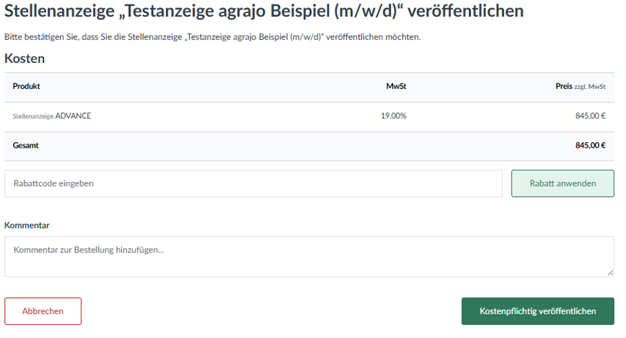 Stellenanzeige veröffentlichen