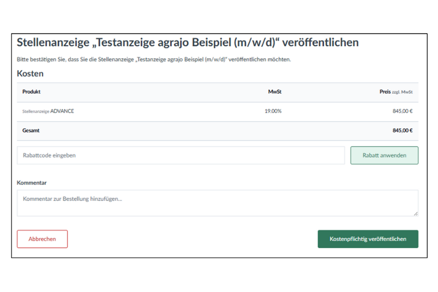 Stellenanzeige veröffentlichen